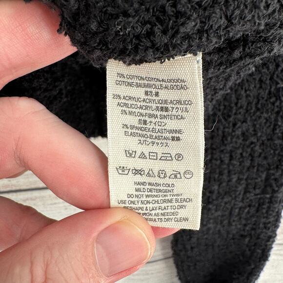 Free People Faux Wrap Sccop Neck Rough Knit Sweater Womens Medium Black - Picture 10 of 13